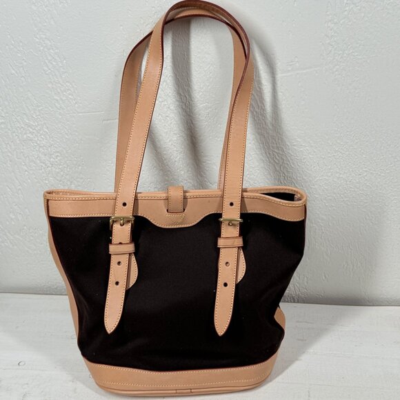 Vintage Dooney & Bourke Cabriolet Canvas & Leather Tote Shoulder Bag - Picture 2 of 13